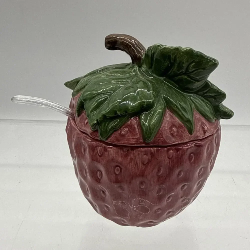 Vintage Strawberry Covered Dish Bowl Fwc The Cooks Bazaar Jelly Server Rare READ